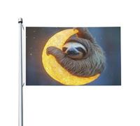 Drapeau double face « The Sloth on the moon » de 0,9 x 1,5 m - Bannière robuste pour décoration extérieure et de jardin, impression double face, facile à installer