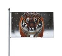 Drapeau double face Tigers in the Snow 0,9 x 1,5 m - Bannière robuste pour décoration extérieure et de jardin, impression double face, facile à installer
