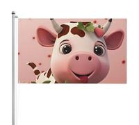 Drapeau double face vache et fraises 91 x 152 cm Drapeau d'extérieur lourd triple couche double face 91 x 152 cm Bannière de jardin en polyester