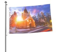 Drapeau double face Winter under the sunshine 2x3 - Bannière d'extérieur robuste et décorative, idéale pour le jardin, la chambre et la décoration de fête