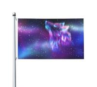 Drapeau double face « Wolf Galaxy S » pour extérieur, 3 x 5 cm, bannière pour décoration de chambre, jardin, extérieur, fournitures de fête, décoration murale, toile de fond pour extérieur, intérieur,