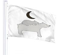Drapeau d'ours 0,9 x 1,5 m Fils sur le dos de maman Ours gris Bonne fête des mères Nuit Ciel Lune Drapeaux d'extérieur Grandes bannières de cour de bienvenue Décoration de pelouse de jardin