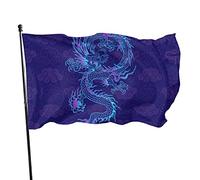 Drapeau Dragon Bleu Chinois Grand Drapeau Lavable Personnalisés Bannière À Œillets, Pour D'Intérieur, Balcon, Les Défilés, 90x150cm