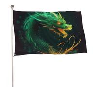 Drapeau dragon chinois - 152,4 x 243,8 cm - Pour extérieur - Double face - Drapeaux de bienvenue - Bannière décorative pour cour, porche, pelouse