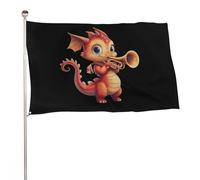 Drapeau Dragon Mignon Jouant Du Cor Grand Drapeau Renforcé Avec Couleurs Resistant Exterieur Bannière, Pour Balcon, Les Défilés, D'Intérieur, 90X150Cm