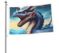 Drapeau dragon rugissant de 61 x 91 cm avec impression double face pour l'extérieur, les vacances, bannière cadeau avec œillets, toile de fond pour photo pour décoration intérieure et extérieure