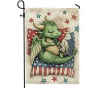 Drapeau Dragon Vert D'Été Et Eagle Mignons Dessins Animés Animaux Sauvages Drapeau Pirate Couleurs Vives Bannière, Pour Jardin, D'Intérieur, Balcon, 30x45cm