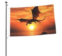 Drapeau dragon volant de coucher de soleil sur la mer, 6,1 x 0,9 m, double face, drapeau de jardin, drapeau de cour pour l'extérieur, les vacances, bannière cadeau avec œillets, toile de fond pour