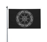 Drapeau Dragons Scandinaves Vikings Et Aegishjalmur Drapeau Militaire Personnalisés 2 Œillets Métalliques Bannière, Pour Les Bureaux, Les Défilés, Balcon, 90X150Cm