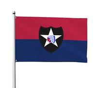 Drapeau Drapeau De La 2E Division D'Infanterie De L'Armée Américaine Drapeaux Imprimé Bannière 2 Œillets Métalliques Décoratif Drapeaux, Pour Les Bureaux, D'Intérieur, 90x150 cm
