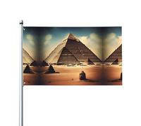 Drapeau Dreaming of the Pyramids of Khufu. Drapeau de jardin extérieur 0,9 x 1,5 m, bannière en polyester imprimé vif, facile à accrocher pour terrasse, fête, camping.