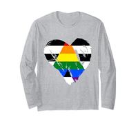 Drapeau Droit Ally Pride en Forme de cœur Manche Longue
