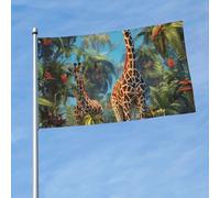 Drapeau drôle de girafe de la jungle pour toutes les saisons pour décoration de dortoir, fête en plein air, 91 x 152 cm