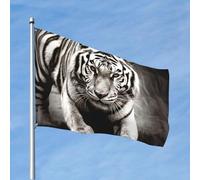 Drapeau drôle tigre noir et blanc 1,2 x 1,8 m pour toutes les saisons pour décoration de dortoir, fête en plein air