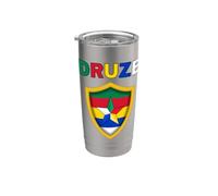 Drapeau druze, Syrie, Liban, Suwayda, druze, drapeau des druzes Gobelet isotherme en acier inoxydable double paroi