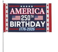 Drapeau du 250e anniversaire 0, 9 x 1, 5 m, 1776-2026, drapeau américain du 250e anniversaire avec œillets en laiton, drapeaux patriotiques pour décoration extérieure/intérieure, porche, jardin, mur