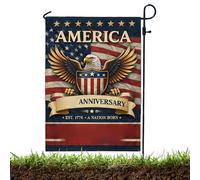 Drapeau du 250e juillet, bannière double face du 4 juillet - Drapeaux de jardin américains patriotiques du 4 juillet - Pour extérieur, pelouse, jardin, porche, balcon, maison à l'extérieur