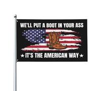 Drapeau du 4 juillet « On va te botter le cul ! C'est le rêve américain ! » Bannière extérieure pour maison, b