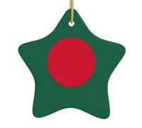 Drapeau du Bangladesh - Décoration de Noël en céramique - Facile à suspendre pour sapin et maison