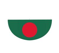 Drapeau du Bangladesh en demi-cercle à suspendre pour l'extérieur | 1 bannière imperméable et durable à 3 œillets pour porche, clôture et balcon. Événements patriotiques de la fête nationale