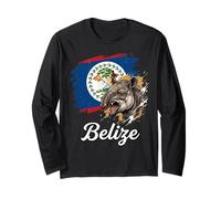 Drapeau du Belize Tapir National Animal Manche Longue