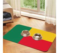 Drapeau du Bénin Tapis d'alimentation en simili cuir absorbant l'eau 40 x 60 cm antidérapant durable pour gamelles pour chat et chien