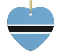 Drapeau du Botswana Pendentif en céramique en forme de cœur Cadeau de Noël