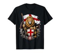 Drapeau du Bouclier médiéval du Lion Anglais héraldique T-Shirt Graphique avec Valeur, Homme, Noir, M