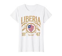 Drapeau du Bouclier Patriotique du Libéria Lone Star Est. 1847 T-Shirt Graphique avec Valeur