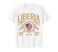 Drapeau du Bouclier Patriotique du Libéria Lone Star Est. 1847 T-Shirt Graphique avec Valeur