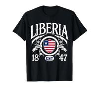 Drapeau du Bouclier Patriotique du Libéria Lone Star Est. 1847 T-Shirt Graphique avec Valeur