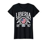 Drapeau du Bouclier Patriotique du Libéria Lone Star Est. 1847 T-Shirt Graphique avec Valeur