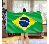 Drapeau du Brésil 3x5 pi, grands drapeaux brésiliens pour l'extérieur - double face avec œillets en laiton pour décorations de fête, décorations de fête de football, décoration de bar, jardin, rue, in