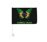 Drapeau du Brésil avec papillon, 45,7 x 30,5 cm, à fixer sur une vitre, en polyester avec protection UV, couleurs vives, double face (mât non inclus).