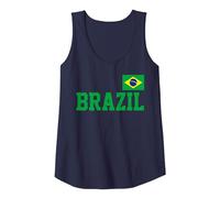 Drapeau du Brésil Brésil Pride Vêtements de Sport pour Les Amateurs de Maillots Débardeur, Femme, Bleu Marine, XXL