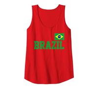Drapeau du Brésil Brésil Pride Vêtements de Sport pour Les Amateurs de Maillots Débardeur, Femme, Rouge, L