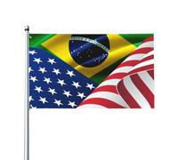 Drapeau du Brésil et des États-Unis 3x5 pieds, simple face, couleurs vives et résistant aux UV, pour l'extérieur de la maison ou de la salle