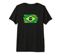 Drapeau du Brésil Fierté brésilienne illustré Grunge en Lambeaux T-Shirt Haut de Gamme