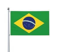 Drapeau du Brésil imprimé double face - 0,9 x 1,5 m (sans poteau), convient pour l'intérieur et l'extérieur, les fêtes, les événements, la décoration d'intérieur
