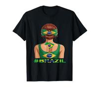 Drapeau du Brésil Messy Bun Girl Racines brésiliennes T-Shirt