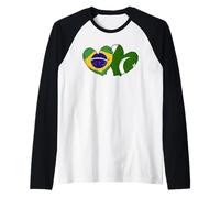 Drapeau du Brésil Pakistan en Forme de cœur Culture Pakistanaise brésilienne Manche Raglan
