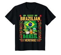 Drapeau du Brésil pour Femme - Idée de Tenue pour Femme - Drapeau brésilien T-Shirt, Enfant, Noir, 3 Ans