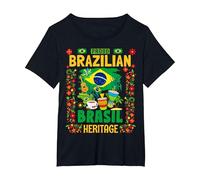 Drapeau du Brésil pour Femme - Idée de Tenue pour Femme - Drapeau brésilien T-Shirt, Femme Grandes Tailles, Noir, 1X