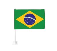 Drapeau du Brésil pour voiture - Clip de fenêtre extérieur - 30 x 45 cm - Double face - Décoration de voiture