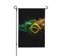 Drapeau du Brésil style fumée, drapeau de jardin double face, drapeau décoratif en PC durable, drapeau décoratif pour pelouse, porche et jardin en toutes saisons