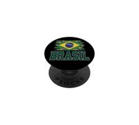 Drapeau du Brésil - Typographie de Camouflage - Fierté brésilienne en Lambeaux PopSockets PopGrip Adhésif