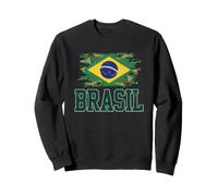 Drapeau du Brésil - Typographie de Camouflage - Fierté brésilienne en Lambeaux Sweatshirt