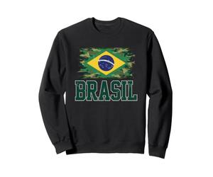 Drapeau du Brésil - Typographie de Camouflage - Fierté brésilienne en Lambeaux Sweatshirt