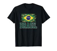Drapeau du Brésil - Typographie de Camouflage - Fierté brésilienne en Lambeaux T-Shirt