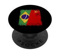 Drapeau du Brésil Union Soviétique Brésil Patrimoine CCCP PopSockets PopGrip Adhésif